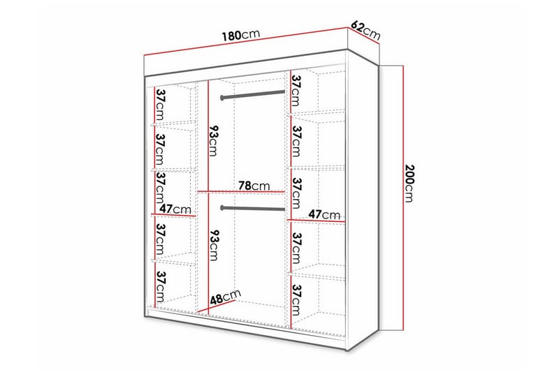 Dunvegan Garderob 180x200 cm - Vit - Möbler - Barnmöbler - Förvaring barnrum - Skåp barnrum