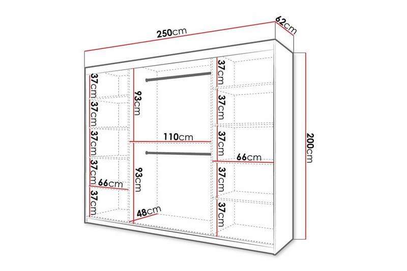 Dunvegan Garderob 250x200 cm - Svart - Möbler - Barnmöbler - Förvaring barnrum - Skåp barnrum