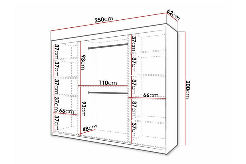Dunvegan Garderob 250x200 cm - Svart - Möbler - Barnmöbler - Förvaring barnrum - Skåp barnrum