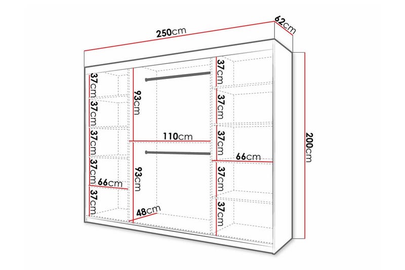 Dunvegan Garderob 250x200 cm - Vit - Möbler - Barnmöbler - Förvaring barnrum - Skåp barnrum