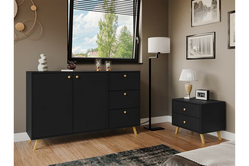Emyvale Barnskåp 138x86 cm - Svart - Möbler - Barnmöbler - Förvaring barnrum - Skåp barnrum