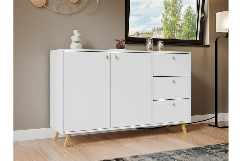 Emyvale Barnskåp 138x86 cm - Vit - Möbler - Barnmöbler - Förvaring barnrum - Skåp barnrum