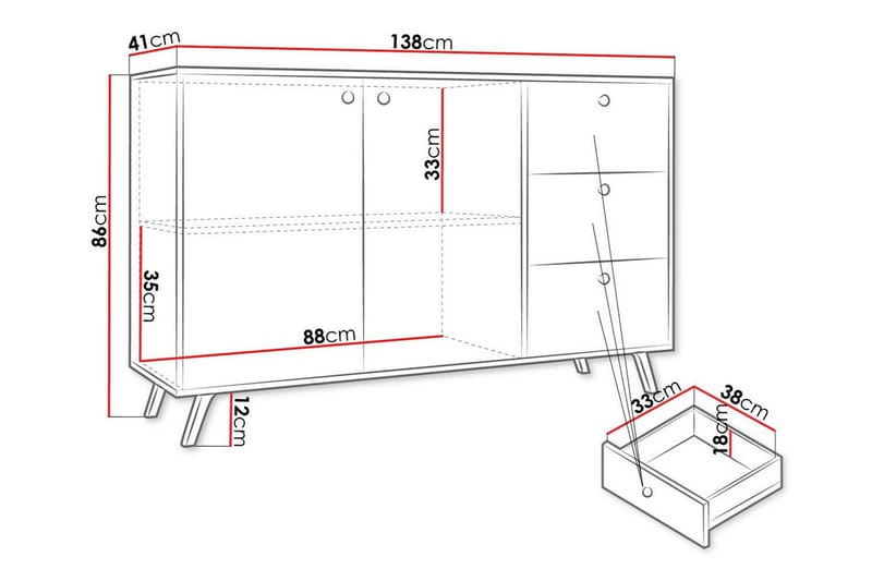 Emyvale Barnskåp 138x86 cm - Vit - Möbler - Barnmöbler - Förvaring barnrum - Skåp barnrum