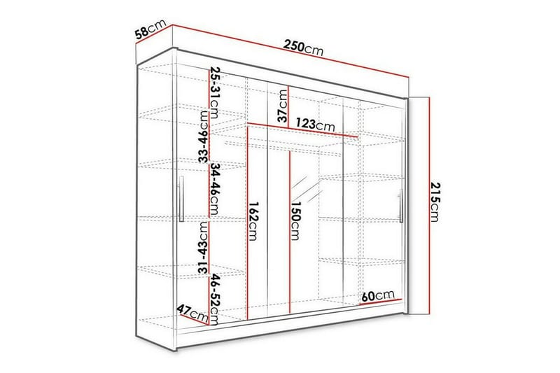 Glenmore Barnskåp 250x215 cm - Vit - Möbler - Barnmöbler - Förvaring barnrum - Skåp barnrum