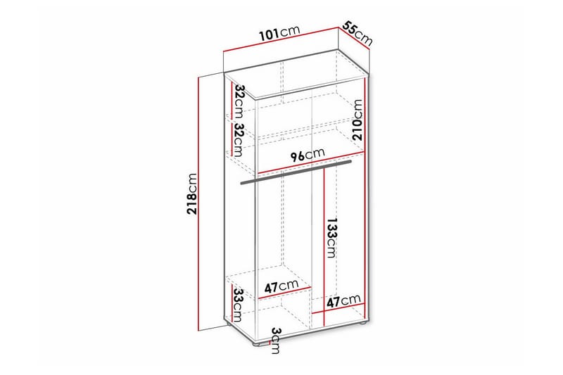 Rathmore Barnskåp 101x218 cm - Ljusgrå - Möbler - Barnmöbler - Förvaring barnrum - Skåp barnrum