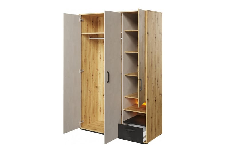 Rathmore Barnskåp 130x195 cm - Svart - Möbler - Barnmöbler - Förvaring barnrum - Skåp barnrum