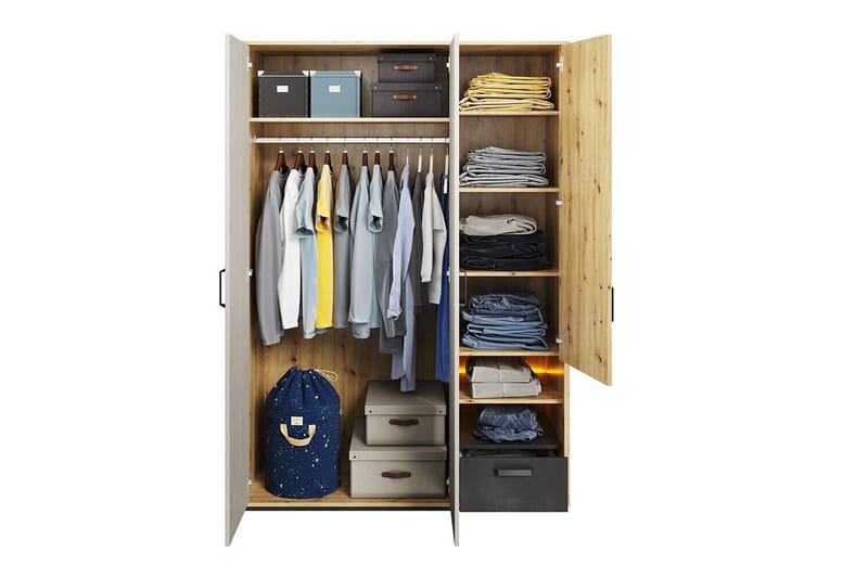 Rathmore Barnskåp 130x195 cm - Svart - Möbler - Barnmöbler - Förvaring barnrum - Skåp barnrum