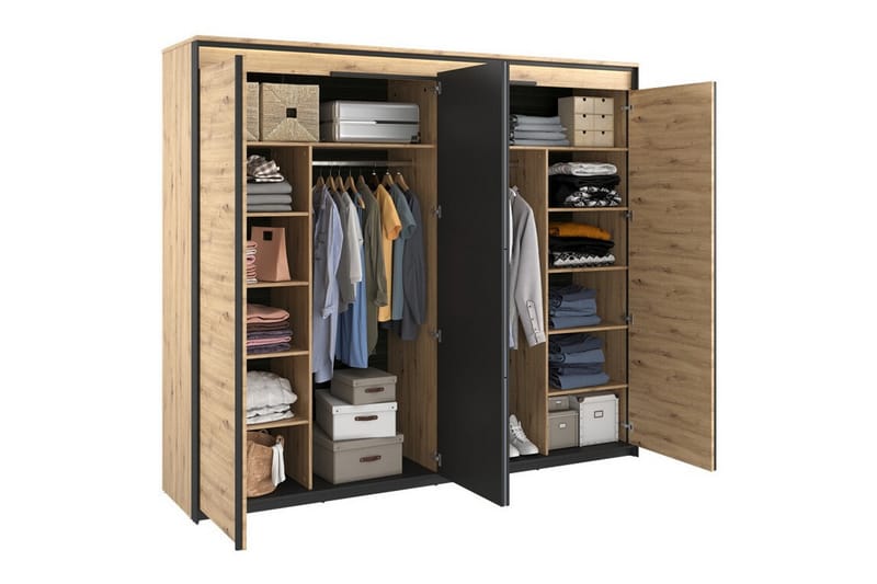 Rathmore Barnskåp 250x221 cm - Svart - Möbler - Barnmöbler - Förvaring barnrum - Skåp barnrum