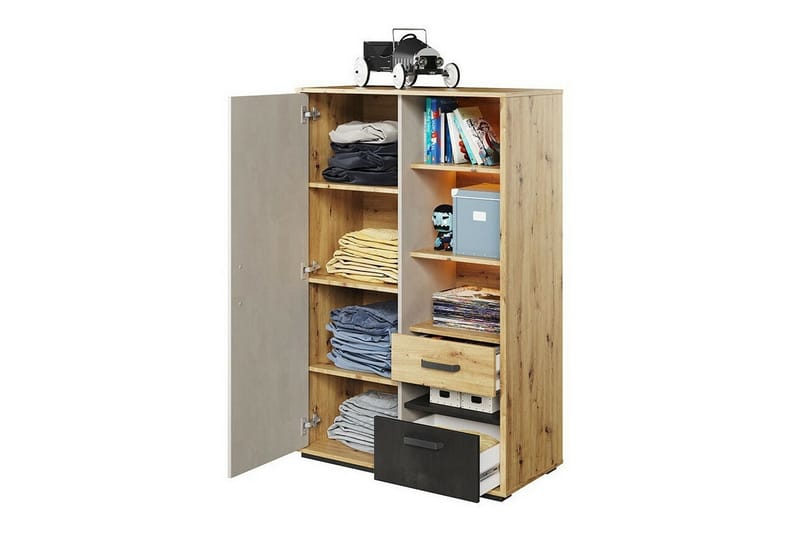 Rathmore Barnskåp 90x138 cm - Svart - Möbler - Barnmöbler - Förvaring barnrum - Skåp barnrum