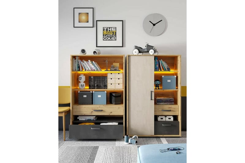 Rathmore Barnskåp 90x138 cm - Svart - Möbler - Barnmöbler - Förvaring barnrum - Skåp barnrum