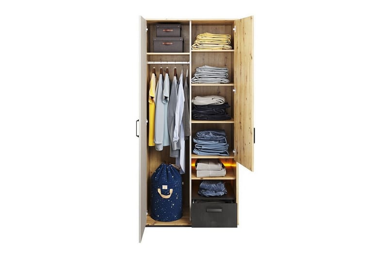 Rathmore Barnskåp 90x195 cm - Svart - Möbler - Barnmöbler - Förvaring barnrum - Skåp barnrum