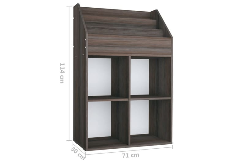 Tidningsställ för barn grå och sonoma-ek 71x30x114 cm spånsk - Grå - Möbler - Barnmöbler - Förvaring barnrum - Hylla barnrum - Bokhylla barn & boklåda