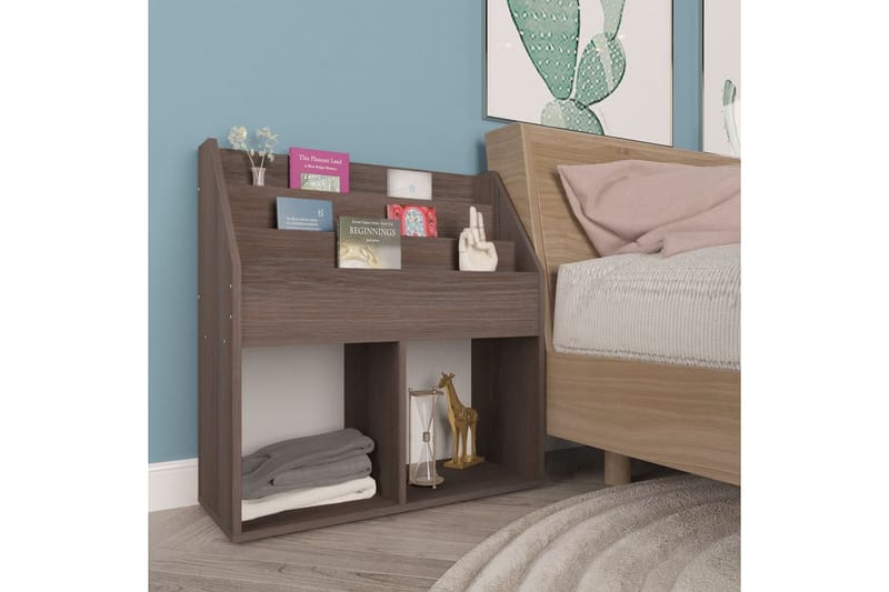 Tidningsställ för barn grå och sonoma-ek 71x30x78,5cm spånsk - Grå - Möbler - Barnmöbler - Förvaring barnrum - Hylla barnrum - Bokhylla barn & boklåda
