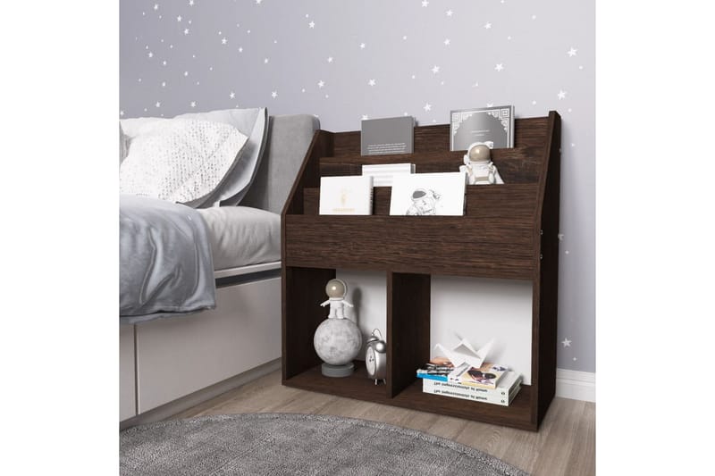Tidningsställ för barn rökig ek 71x30x78,5 cm spånskiva - Brun - Möbler - Barnmöbler - Förvaring barnrum - Hylla barnrum - Bokhylla barn & boklåda