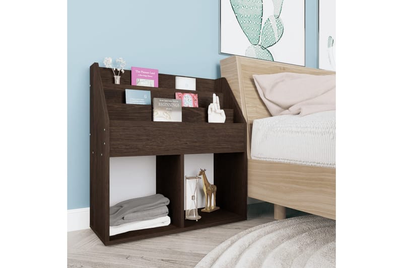 Tidningsställ för barn rökig ek 71x30x78,5 cm spånskiva - Brun - Möbler - Barnmöbler - Förvaring barnrum - Hylla barnrum - Bokhylla barn & boklåda