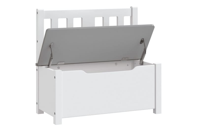 Förvaringsbänk barn vit och grå 60x30x55 cm MDF - Vit - Möbler - Barnmöbler - Förvaring barnrum - Leksaksförvaring - Leksakslåda
