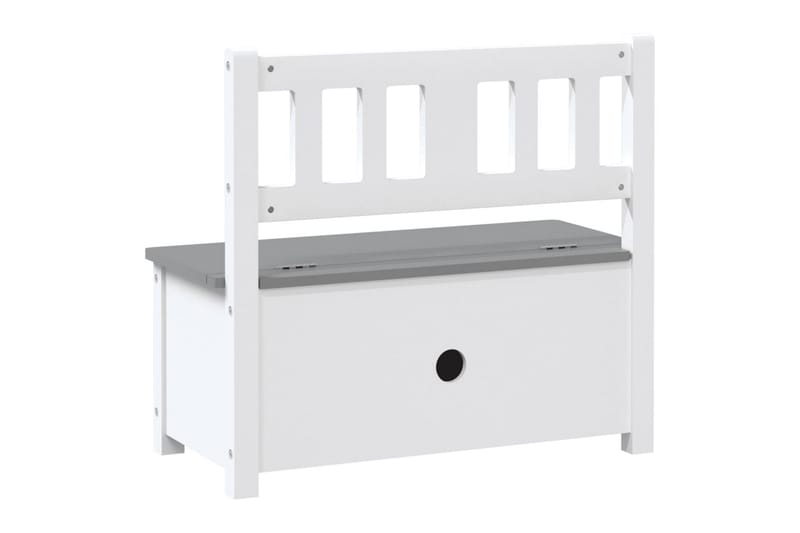 Förvaringsbänk barn vit och grå 60x30x55 cm MDF - Vit - Möbler - Barnmöbler - Förvaring barnrum - Leksaksförvaring - Leksakslåda