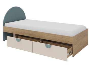 Zarek Sovrumsmöbelset - Brun, beige och blå - Möbler - Barnmöbler - Förvaring barnrum - Skåp barnrum
