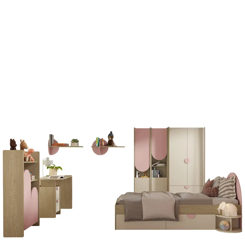 Zarek Sovrumsmöbelset, Brun, beige och rosa