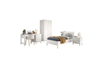 Säng med sängbord, garderob, skrivbord Eva 2 dörrar - 2 dörrar - Möbler - Barnmöbler - Barnmöbelset