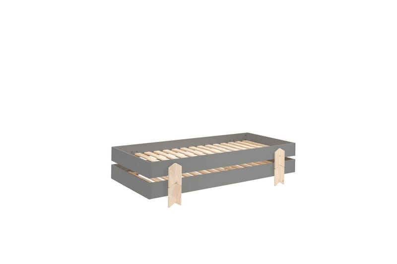 Säng Modulo med pilarfötter Grå, 4 - Grå, 4 - Möbler - Barnmöbler - Barnsäng & juniorsäng