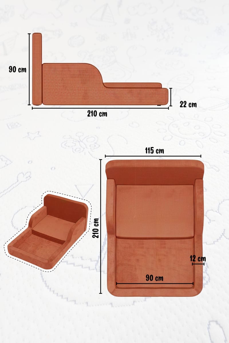 Selnor Barnsäng 115x90x210 cm - Senapsgul - Möbler - Barnmöbler - Barnsäng & juniorsäng