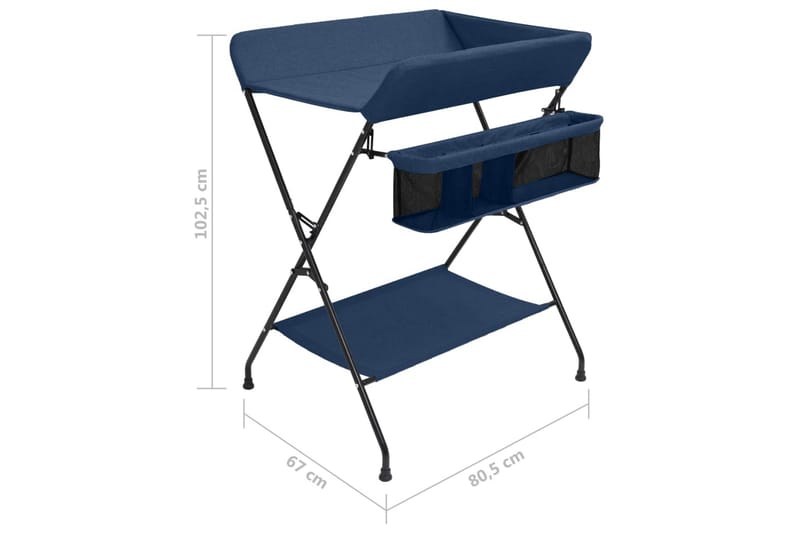 Skötbord marinblå järn - Blå - Ihopfällbart skötbord