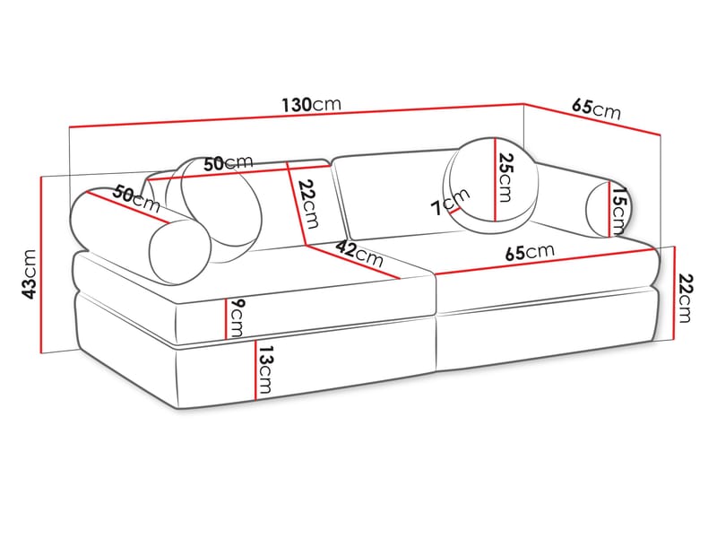Tharosin Barnsoffa - Blå - Möbler - Barnmöbler - Barnsoffa