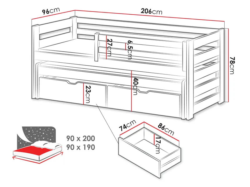 Tynor Juniorsäng 90x200 cm - Beige - Möbler - Barnmöbler - Barns äng & juniorsäng