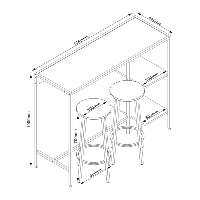 Barset Hedvig bord och 2 barstolar - Ask/svart - Möbler - Bord & matgrupper