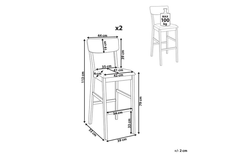 Barstol Ambler set om 2 Ljus Trä-Grön - Ljus Trä-Grön - Möbler - Stolar & fåtöljer - Barstol & barpall