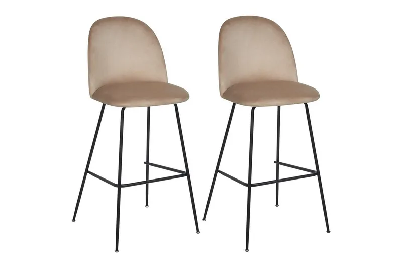 Barstol Arcola set om 2 Beige-Svart - Beige-Svart - Möbler - Stolar & fåtöljer - Barstol & barpall