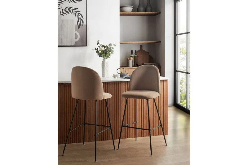 Barstol Arcola set om 2 Beige-Svart - Beige-Svart - Möbler - Stolar & fåtöljer - Barstol & barpall