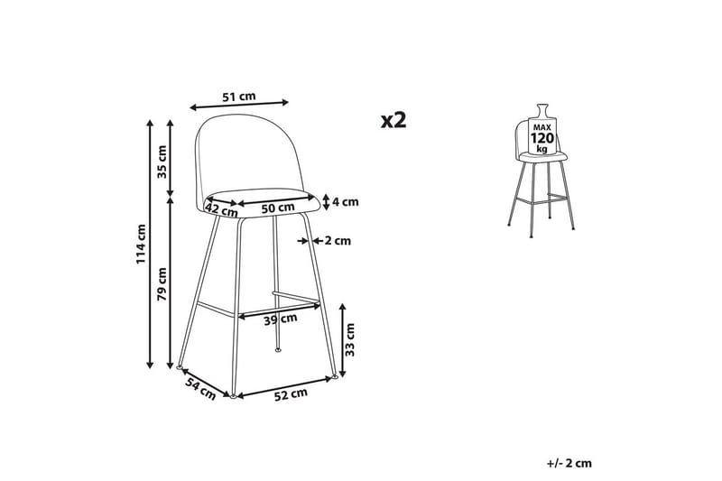 Barstol Arcola set om 2 Beige-Svart - Beige-Svart - Möbler - Stolar & fåtöljer - Barstol & barpall