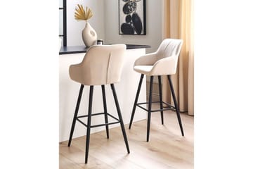 Barstol Darien set om 2 Ljusbeige-Svart - Ljusbeige-Svart - Möbler - Stolar & fåtöljer - Barstol & barpall
