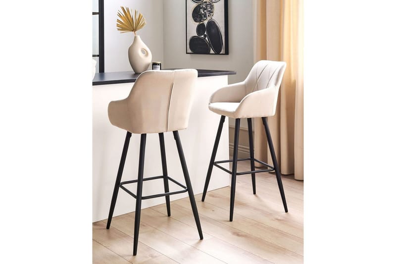 Barstol Darien set om 2 Ljusbeige-Svart - Ljusbeige-Svart - Möbler - Stolar & fåtöljer - Barstol & barpall