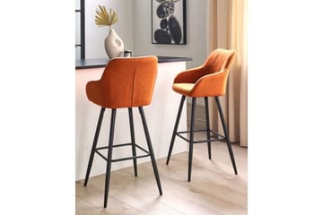 Barstol Darien set om 2 Orange-Svart - Orange-Svart - Möbler - Stolar & fåtöljer - Barstol & barpall