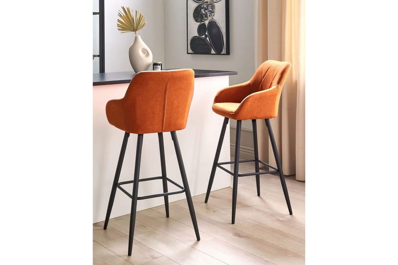 Barstol Darien set om 2 Orange-Svart - Orange-Svart - Möbler - Stolar & fåtöljer - Barstol & barpall