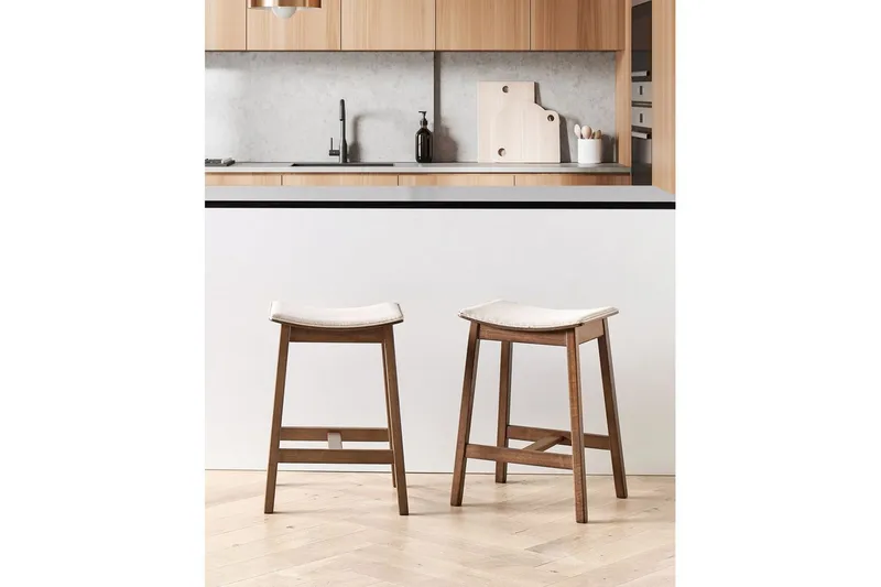 Barstol Dixon set om 2 Beige-Mörkt Trä - Beige-Mörkt Trä - Möbler - Stolar & fåtöljer - Barstol & barpall