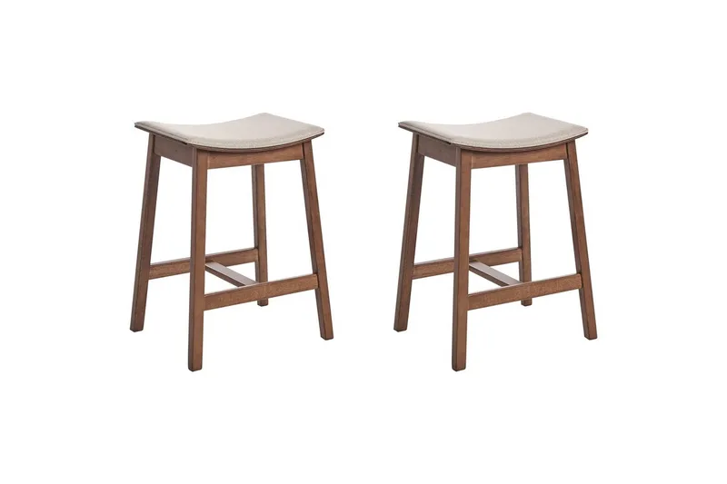 Barstol Dixon set om 2 Beige-Mörkt Trä - Beige-Mörkt Trä - Möbler - Bord & matgrupper