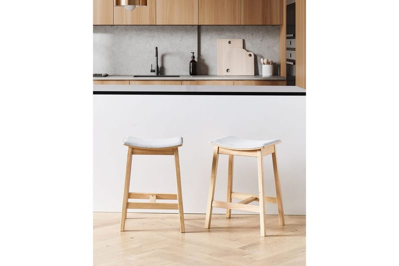 Barstol Dixon set om 2 Grå-Ljust Trä - Grå-Ljust Trä - Möbler - Stolar & fåtöljer - Barstol & barpall