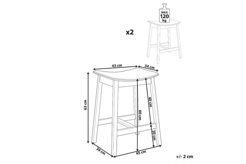 Barstol Dixon set om 2 Grå-Ljust Trä - Grå-Ljust Trä - Möbler - Stolar & fåtöljer - Barstol & barpall