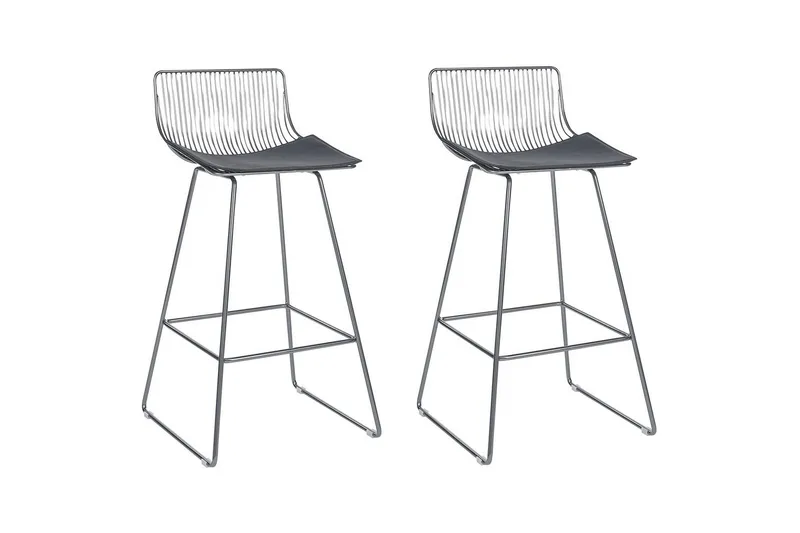 Barstol Fredonia set om 2 Silver-Svart, Silver-Svart