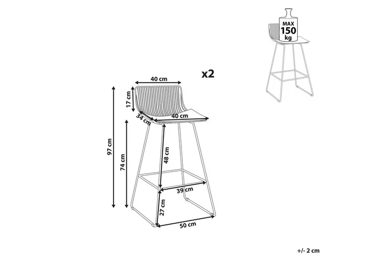 Barstol Fredonia set om 2 Svart - Svart - Möbler - Bord & matgrupper