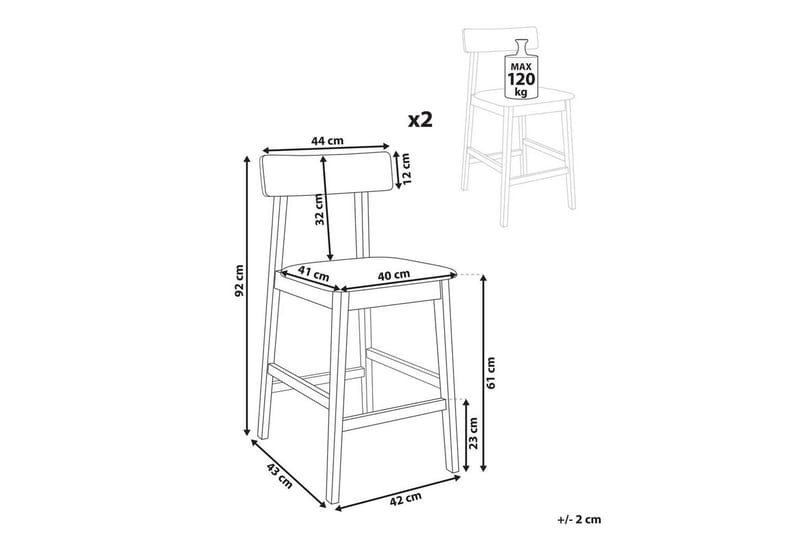 Barstol Isanti set om 2 Ljus Trä-Beige - Ljus Trä-Beige - Möbler - Stolar & fåtöljer - Barstol & barpall
