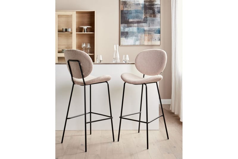 Barstol Luana set om 2 Beige-Svart - Beige-Svart - Möbler - Bord & matgrupper