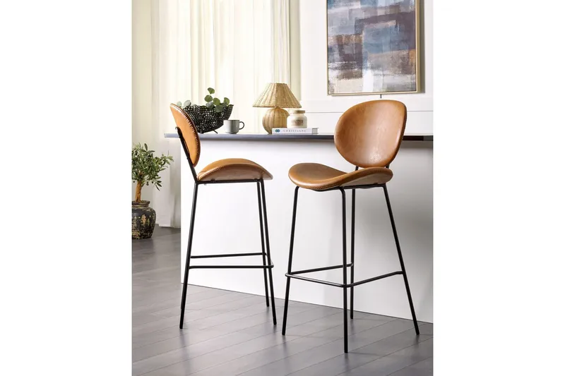 Barstol Luana set om 2 Brun-Svart - Brun-Svart - Möbler - Stolar & fåtöljer - Barstol & barpall