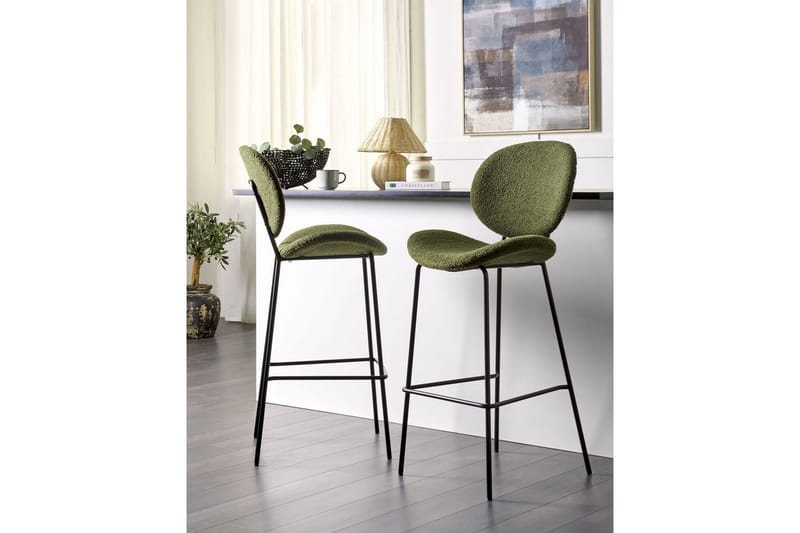 Barstol Luana set om 2 Grön-Svart - Grön-Svart - Möbler - Bord & matgrupper