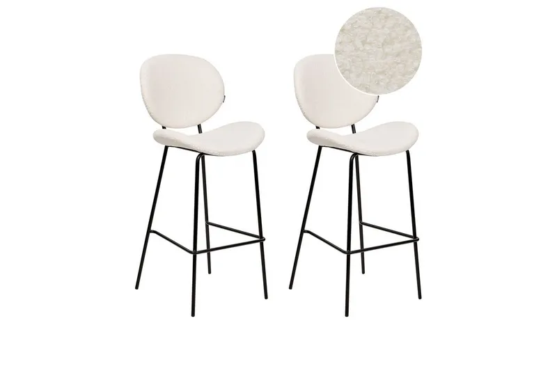 Barstol Luana set om 2 Vit-Svart - Vit-Svart - Möbler - Stolar & fåtöljer - Barstol & barpall