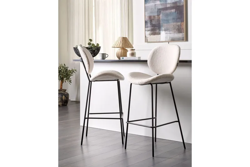 Barstol Luana set om 2 Vit-Svart - Vit-Svart - Möbler - Stolar & fåtöljer - Barstol & barpall